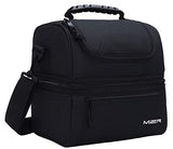MIER Adult Lunch Box Insulated Lunch Bag Large Cooler Tote Bag for Men, Women, Double Deck Cooler(Black)