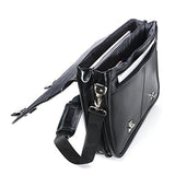 Alpine Swiss Leather Briefcase Dressy Double Buckle Flap-Over Black