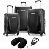 Samsonite Winfield 3 DLX 3 Piece Set Spinner 20/25/28 Black (120751-1041) Manual Luggage Scale & Microbead Neck Pillow Black