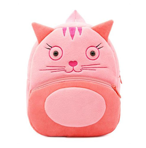 Cute Toddler Backpack Toddler Bag Plush Animal Cartoon Mini Travel Bag for Baby Girl Boy 1-6 Years (Cat)
