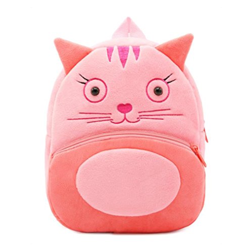 Cute Toddler Backpack Toddler Bag Plush Animal Cartoon Mini Travel Bag for Baby Girl Boy 1-6 Years (Cat)