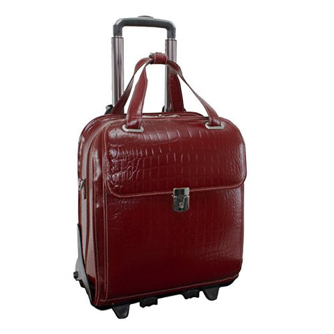 Siamod Novembre 35326 Red Leather Ladies’ Detachable-Wheeled Laptop Case