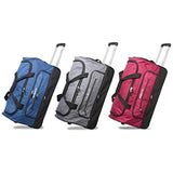 Dejuno 28" Lightweight Denim Drop Bottom Rolling Duffel Bag-Burgundy, One Size