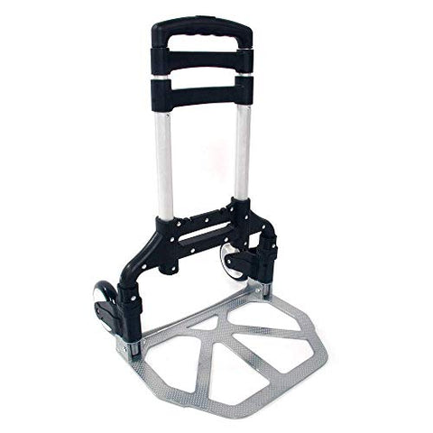 GHP 165.35-Lbs Capacity Black Aluminium Alloy PVC & PP Portable Floding Push Cart Dolly