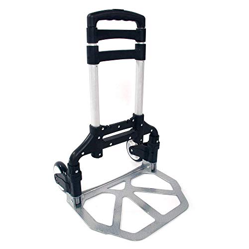 GHP 165.35-Lbs Capacity Black Aluminium Alloy PVC & PP Portable Floding Push Cart Dolly