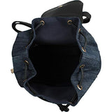 Bebe Womens Donna Denim Faux Leather Trim Backpack Blue O/S
