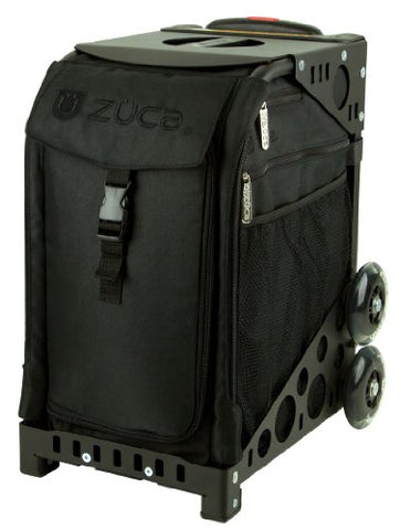 Zuca Stealth Sport Insert Bag (Black, Black Embroidery) With Black Non-Flashing-Wheels Sport Frame