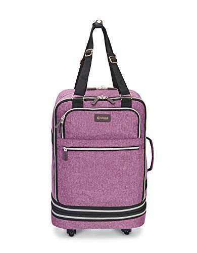 Biaggi Luggage Zipsak Boost Pro Foldable Spinner Carry On, Expands to Check-in Luggage, Purple