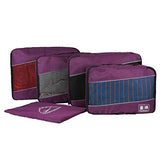 5pc Packing Cubes Set Large Travel Luggage Organizer 4 Cubes 1 Laundry Pouch Bag (Purple)