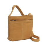 Le Donne Leather Shoulder Bag W/Exterior Zip Pocket (Tan)