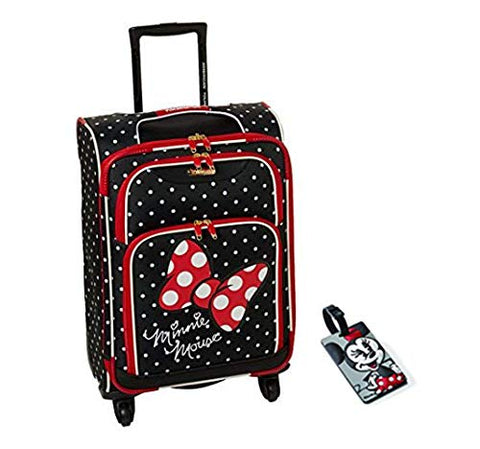 American Tourister Disney Minnie Mouse Red Bow Softside Spinner 21 with Matching ID Tag