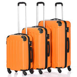 SSLine 3 Piece Luggage Sets Hardshell Spinner Luggages Swivel Wheels Suitcase Portable Rolling Trolley Case - 20" 24" 28" Spinner Suitcases Orange