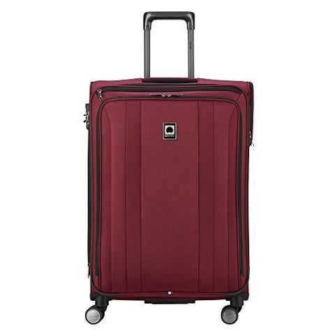 Delsey Luggage Titanium Soft Expandable 25 Inch Spinner, Black Cherry Red