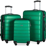Merax 3 Pcs Luggage Set Expandable Hardside Lightweight Spinner Suitcase (Green)