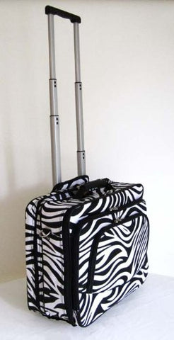 16" Computer/Laptop Briefcase Rolling Wheel Luggage Upright Padded Bag Zebra