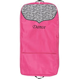 Sassi Designs Girls Pink Zebra Polka Dot Grosgrain Trim Dance Garment Bag