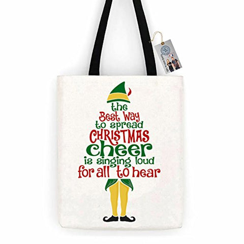 Elf Spread Christmas Cheer Cotton Canvas Tote Bag Day Trip Bag Carry All