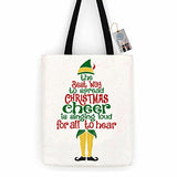 Elf Spread Christmas Cheer Cotton Canvas Tote Bag Day Trip Bag Carry All