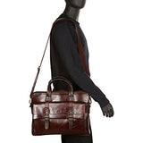 Mancini Leather Goods RFID Secure Double Compartment Laptop Briefcase