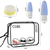 CGBE Travel Bottles Set with Clear Toiletry Bag, TSA Approved Leakproof Refillable Silicone Travel Accessories, Squeezable Travel Size Cosmetic Toiletries Containers