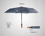Balios Prestige Travel Folding Umbrella, Handmade Wood Handle, Auto Open & Close, Exquisite
