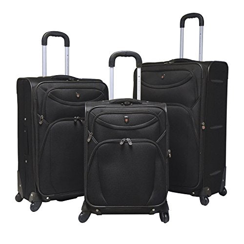Travelers Club Luggage Marina 3-Piece Expandable Softside Spinner Value Set, Black