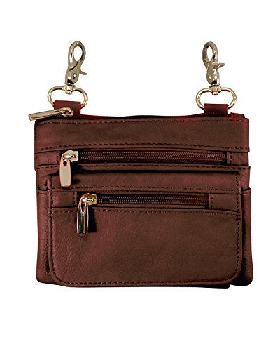 Roma Leathers Motorcyclist Fanny Pack - Four Main Compartments, Shoulder Strap - Brown