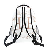 Stylish Letter Initial Monogram Backpack- Lightweight School College Travel Bags, ChunBB 16" x 11.5" x 8"