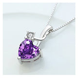 Acxico 925 Sterling Silver Amethyst Zircon Heart Shape Necklace Pendant,1 PC