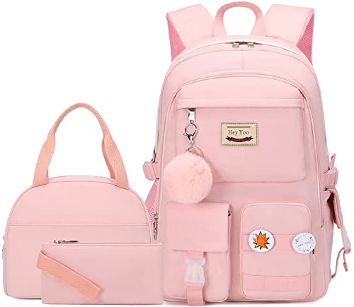  Hey Yoo Backpack for Girls Bookbag Cute School Bag College  Middle High Elementary School Backpack for Teen Girls (White)