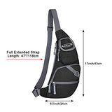 G4Free Black Sling Bag Chest Crossbody Bag Lightweight Sling Backpack One Strap Shoulder Backpack