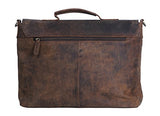 Komalc 18 Inch Retro Buffalo Hunter Leather Laptop Messenger Bag Office Briefcase College Bag For