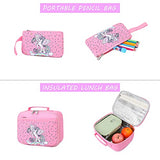 Girls Backpacks, Unicorn Backpack and Lunch Box for Girls, Kids Unicorn School Bookbag Set with Lunch Box and Pencil Case
