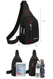 Small Sling Compact Crossbody Bag Chest Shoulder Travel Bag Purse for Men Women with Earphone Hole Water Resistant (Black)