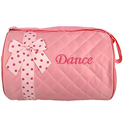 Duffel Dance Bag With Polka Dot Bow (Light Pink)