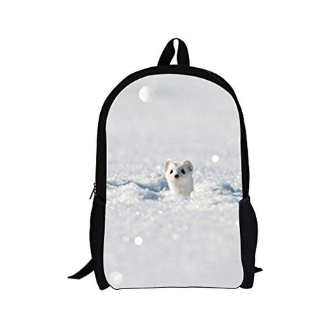 Bigcardesigns Snow weasel Backpack Schoolbag Book Bag Teenagers Satchel Travel
