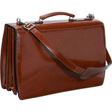 Jack Georges Elements Triple Gusset Flap Leather Briefcase W/open Back Pocket - Burgundy