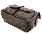 Polare 17" Vintage Full Grain Leather Messenger Bag For Laptop Briefcase Satchel Bag