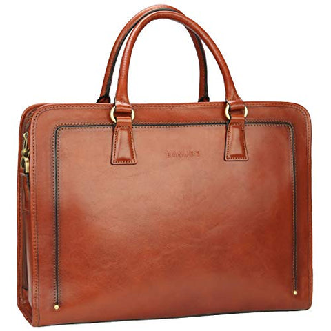 Banuce Womens Full Grains Leather Briefcase Business Satchel Bag for 14 Laptop Attache Case Brown