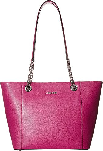 Calvin Klein Hayden Mercury Leather East/West Tote, Magenta