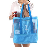 ABage Women's Tote Bag Summer Mesh Beach Shoulder Bag Travel Insulated Cooler Bags, Blue