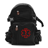 Star of Life Medical Logo Army Sport Heavyweight Canvas Backpack Bag in Black & Red, Small