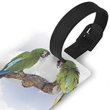 Luggage Tags Flexible Travel ID Identification Labels，Two Parrot Macaw On A Branch Talking Birds