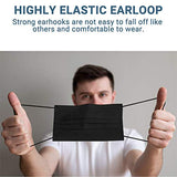 Face Mask Black Disposable Breathable Dust Filter Masks with Elastic Ear Loop for Men & Women (50pcs)