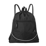 Bagail Lightweight Drawstring Sports Backpack Large Gym Sackpack for Men and Women (Black)