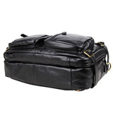 ABage Men's Leather Brief Genuine Leather Business Messenger Convertible Brief Black