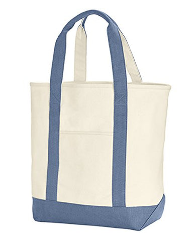 Zuzify Heavy Canvas Pigment Dyed Handles Tote Bag. Ix0991 Os Ivory / Blue Jean