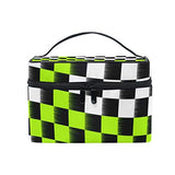 GIOVANIOR Checkered Flag Large Cosmetic Bag Travel Makeup Organizer Case Holder for Women Girls