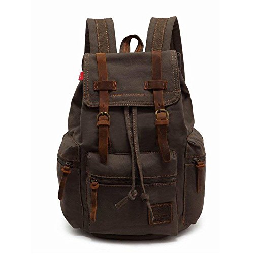 High Capacity Canvas Vintage Backpack - for School Hiking Travel 12-17" Laptop