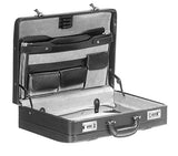Mancini 4" Leather Expandable Attache Case - Black